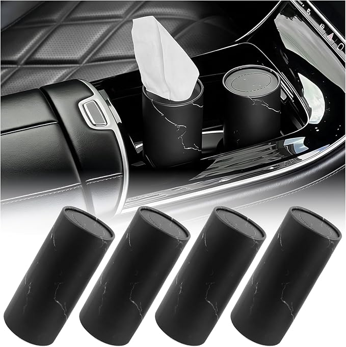 4PCS Car Tissue Holder with 50 Facial Tissue, Minimalist Round Car Tissues by VKQTS