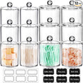 SheeChung 12-Pack Clear Acrylic Apothecary Jars - 10oz & 12oz Qtip Holder Set - by SheeChung