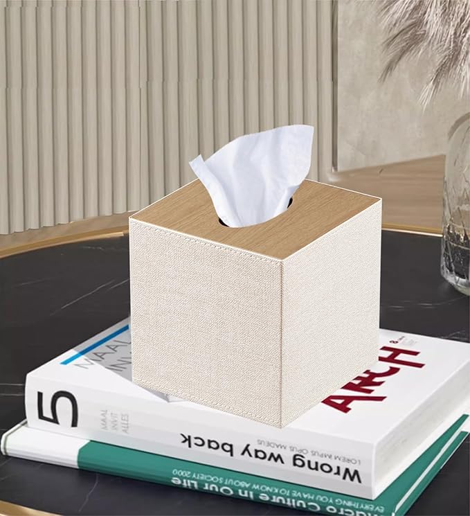 PU Leather Tissue Box Cover Square, Upgrade 99% Compatible Large Size, Cube - Image 2