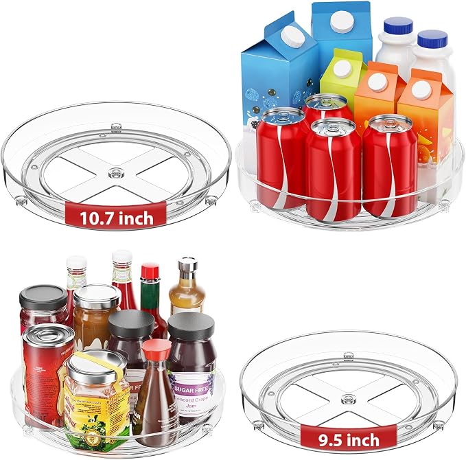 2 Pack Lazy Susan Organizer, 9.5 Inch, 10.7 Inch Lazy Susan Turntable - Image 2