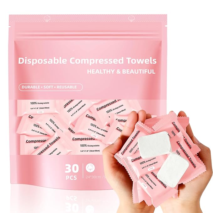 Compressed Disposable Face Towel, Thicker Individually Packaged Compressed by MishchiMakesYourLifeEasier