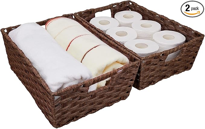 Large Wicker Storage Basket, Metal Frame, Washable Waterproof, Woven Basket by onlytak