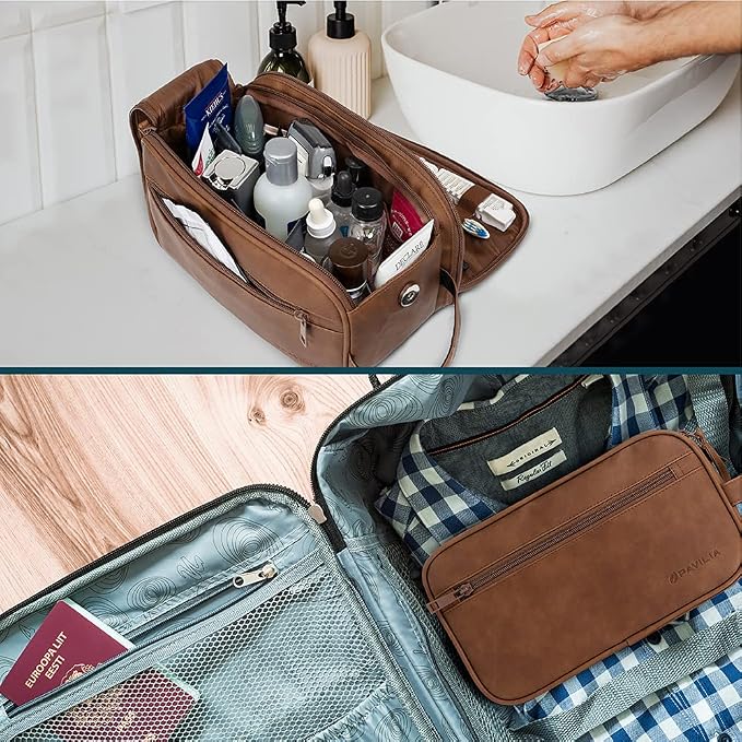 PAVILIA Toiletry Bag for Men, Travel Essentials Shaving Dopp Kit, Mens Travel - Image 6