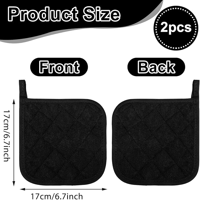 2 Pcs Cotton Pot Holders, 17cm/6.7-Inch Square Potholders - Image 2