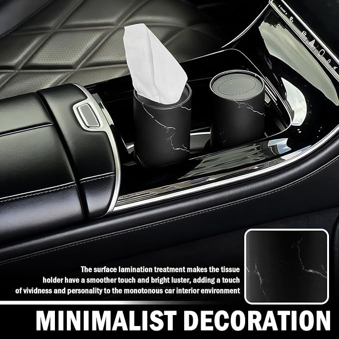 4PCS Car Tissue Holder with 50 Facial Tissue, Minimalist Round Car Tissues - Image 4