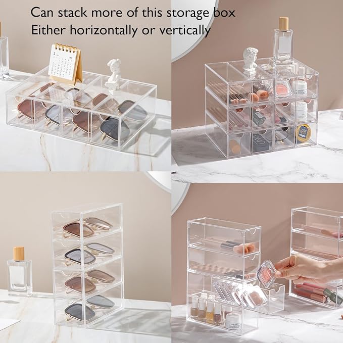 Sunglass Storage Box, Acrylic Eyeglass Organizer, Make-up Storage Drawer Tray - Image 5
