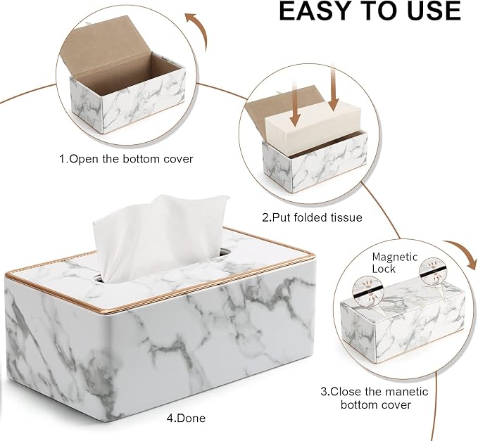 Tissue Box Cover Rectangular, PU Leather Tissue Box Holder - Image 6