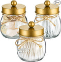 SheeChung 3Pack Warm Golden Undertones Bathroom Decor, Cotton Swab Holders by SheeChung