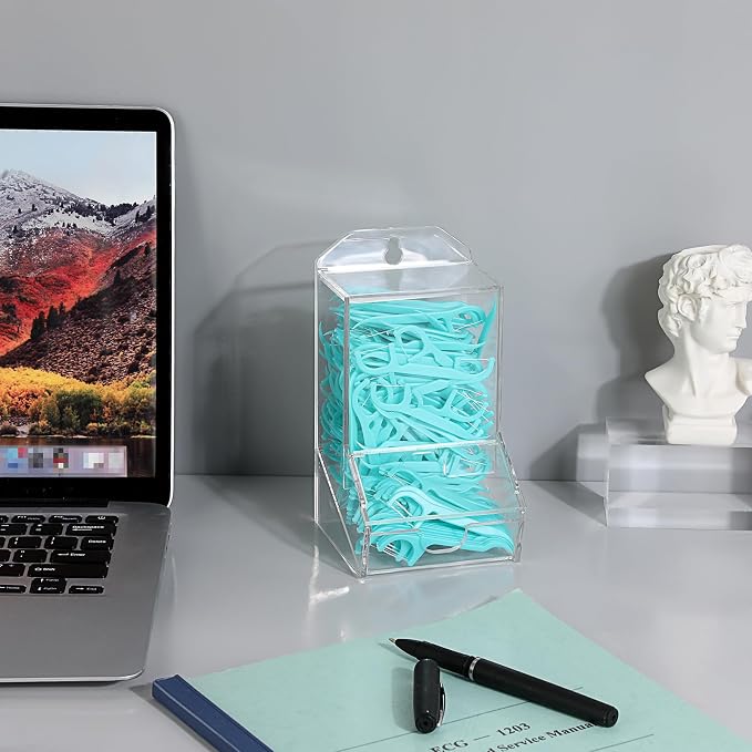 Hipiwe Clear Qtip Dispenser Wall Mount Acrylic Q Tip Holder Bathroom Cotton - Image 9