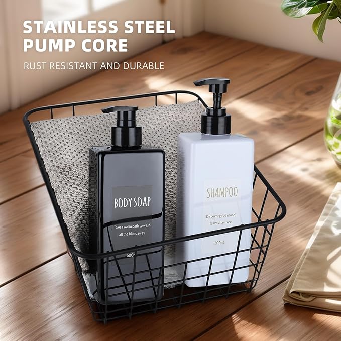 Shampoo and Conditioner Dispenser Modern Refillable Shampoo Pump Bottles - Image 4
