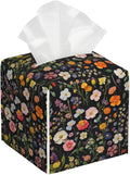 Spring Florals Herbs Tissue Box Cover Vintage Flowers Square Leather Tissue by HOYYU