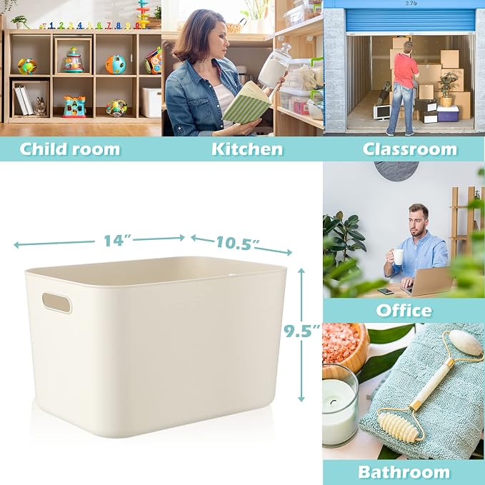 Zopeal Plastic Storage Bins 10 Pcs White Pantry Organizer Bins Small Baskets - Image 2