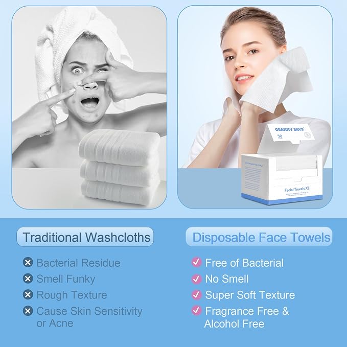 GRANNY SAYS Disposable Face Towel, Biobased Face Towelettes Disposable - Image 6
