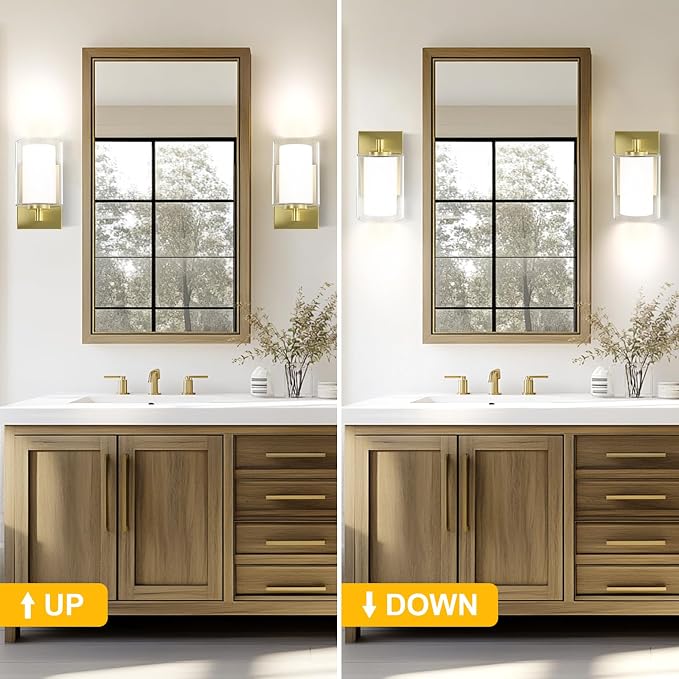 Wall Sconces Set of Two: Bathroom Sconce of 2, E26 Base Hardwired Farmhouse - Image 3