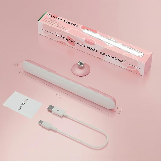 Wireless Vanity Lights for Mirror, Rechargeable Battery Operated Stick on Lamp - Image 7