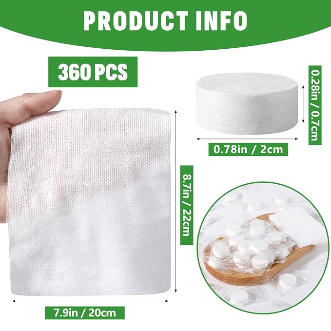 360 PCS Compressed Towel, Mini Compressed Towel Tablets, Disposable Compressed - Image 2