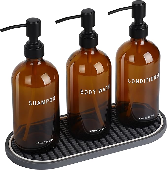 Glass Shampoo and Conditioner Dispenser-Shower Soap Dispenser by Unknown