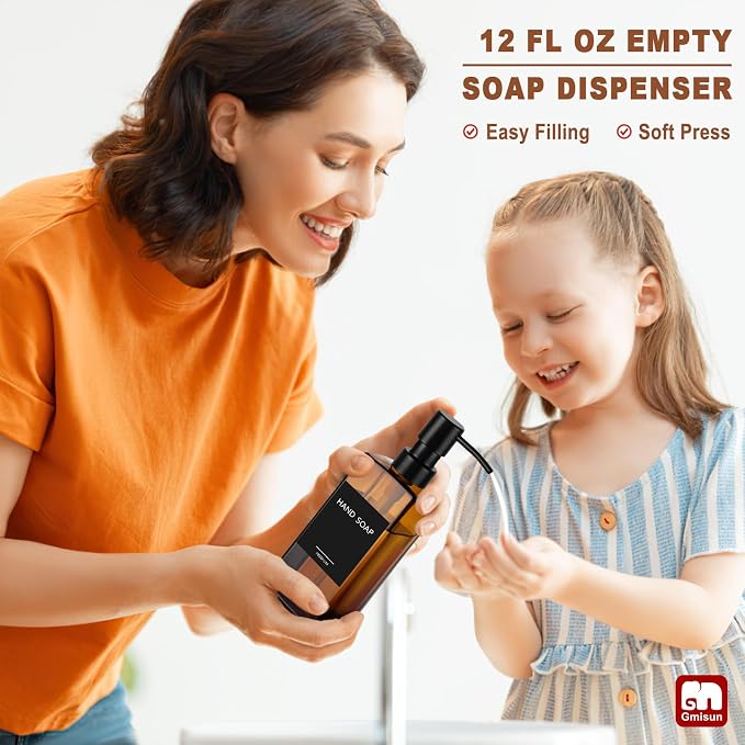 GMISUN Amber Glass Soap Dispenser, Hand Soap Dispenser - Image 7