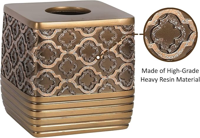 Zahari Home 2pc Spindle Modern Bath Accessories Set Waste Basket & Tissue Box - Image 6
