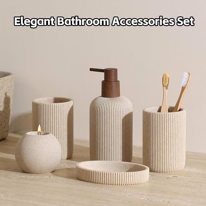 Bathroom Accessories Set, Toothbrush Holder, Soap Dish, Candle Holder - Image 2