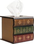 Crafted Classical Retro Wooden Antique Book Tissue Box Cover Square Tissue by VERGOODR