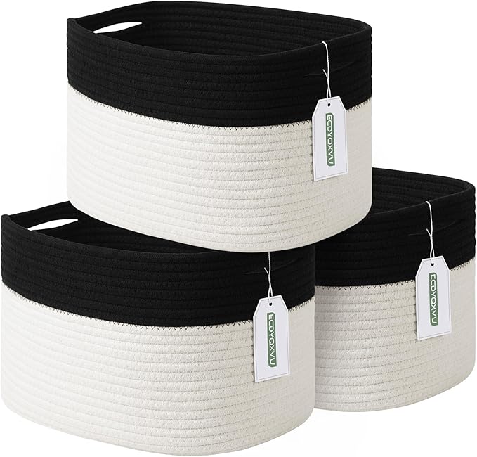 Cotton Rope Storage Basket, Woven Basket by ECDYQXVU
