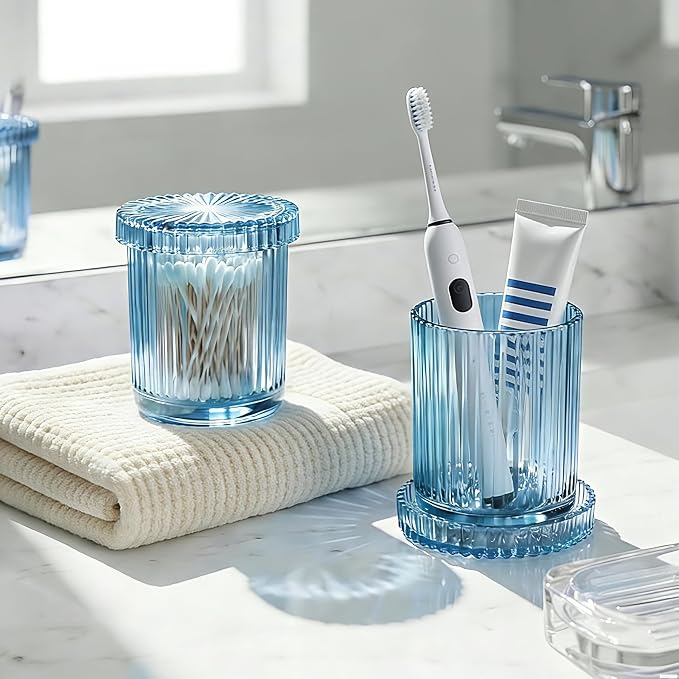2 Pack Glass Qtip Holder Dispenser Set - Image 3