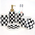 Ceramic Bathroom Soap Dispenser Set, Toothbrush Holder, Soap Dish & Storage Jar by Quuavio
