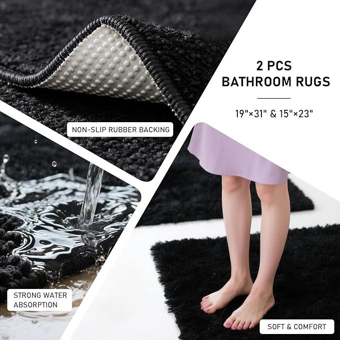 Bathroom Sets with Shower Curtain and Rugs Black Bathroom Accessories Bathroom - Image 5