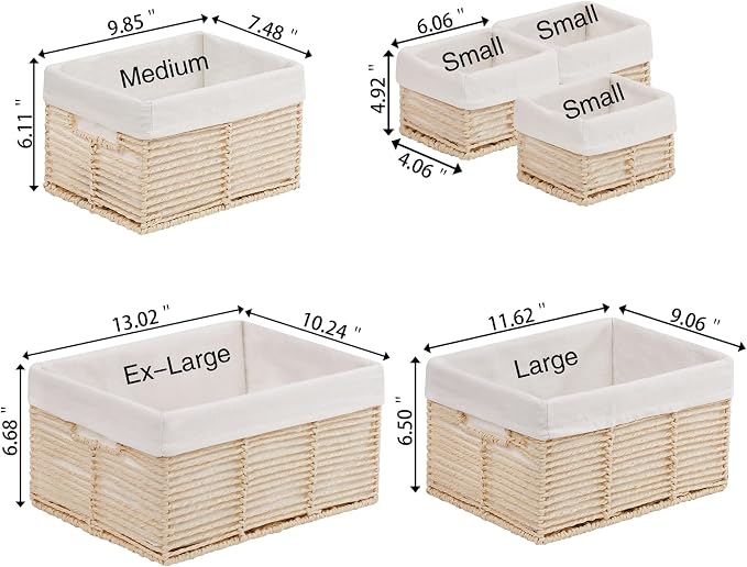 Vagusicc Wicker Storage Baskets, 6 Pack Baskets - Image 2