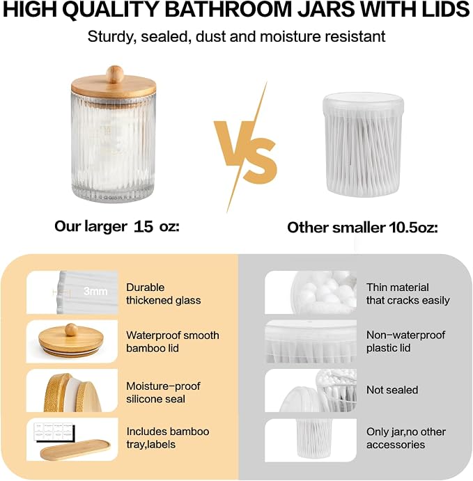 3 Pack Qtip Holder Bathroom Set, Cotton Pad Ball Swab Holder Cotton Round Floss - Image 4