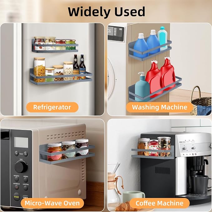 Uten Large Spice Rack for Refrigerator, 2 Pack Strong Magnetic Shelves - Image 6