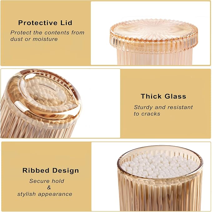2 Pack Glass Qtip Holder Dispenser Set - Image 8