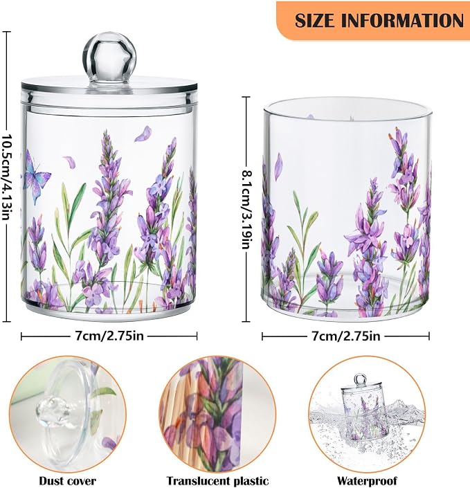 ALAZA Purple Toothbrush Holder 2 Pack Qtip Holder Dispenser - Image 3