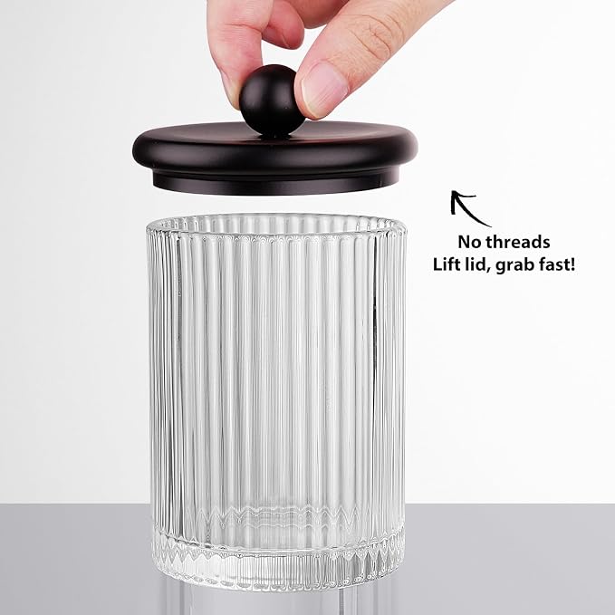 3Pack Glass Qtip Holder Dispenser Set - Image 6
