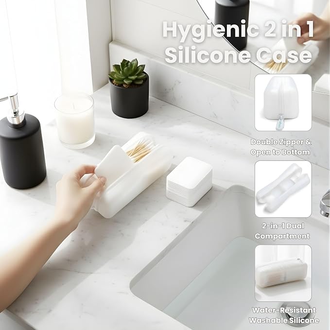 Cotton Pad Swab Travel Case – 2-in-1 Portable Waterproof Qtips Dispenser - Image 5