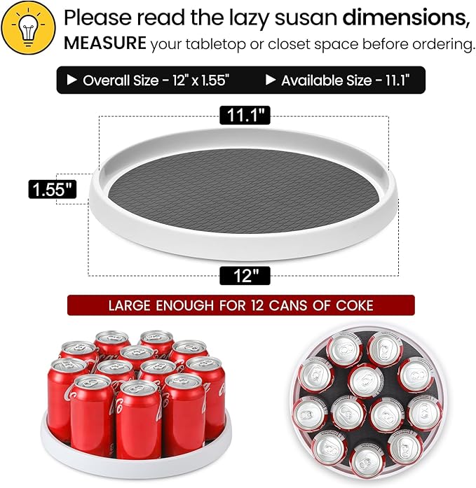 2 Pack, 12-Inch Non-Skid Lazy Susan Organizers - Image 2