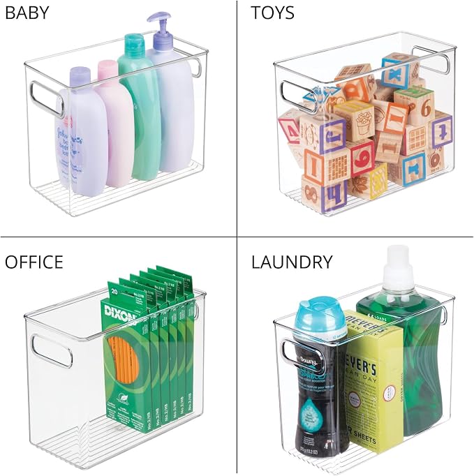 mDesign Tall Modern Stackable Plastic Storage Organizer Bin Basket - Image 6