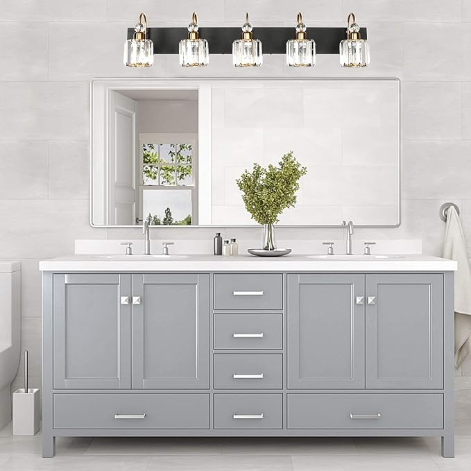 Ralbay Modern LED Bathroom Vanity Lights 5-Lights Crystal Vanity Lights Over - Image 6
