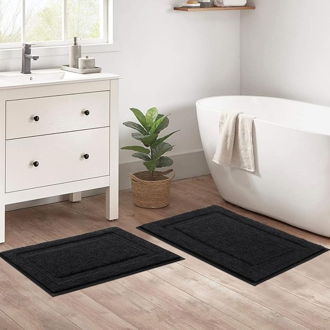 SHACOS Black Bathroom Rugs Sets 3 Piece, Soft Fluffy Water Absorbent Bath Rugs - Image 7