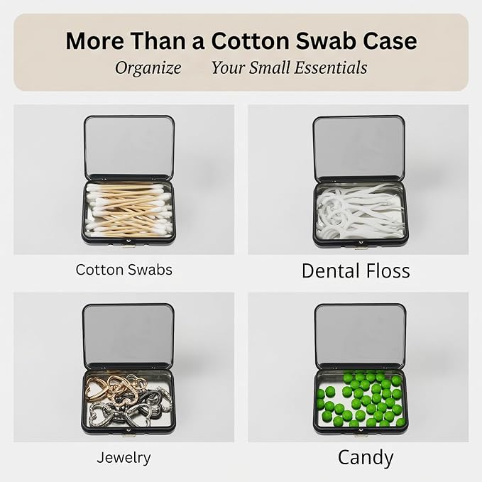 Bling Cotton Swab Holder for Travel, Storage Box for Cotton Swabs, Dental Floss - Image 3