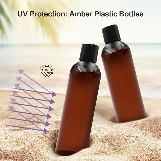 2 Pack 8 oz Amber Plastic Squeeze Bottles - Image 3