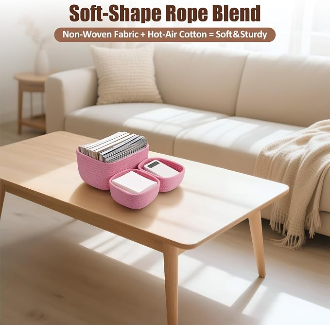 5-Pack Small Woven Rope Storage Baskets – 2 Sizes Organizer Bins - Image 6