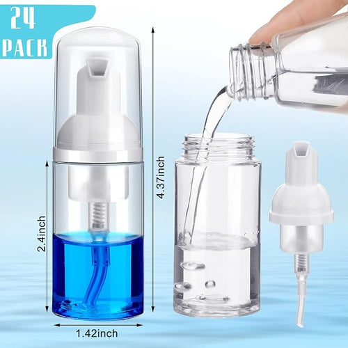 24 Pcs Foam Pump Bottles 1 Oz/ 30 ml Plastic Mini Empty Dispenser Travel Soap - Image 2
