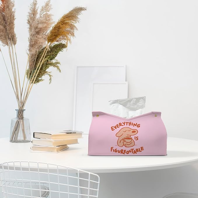 Pink Cute Dog Tissue Box Cover Rectangle, Motivational Toilet Paper Box - Image 3