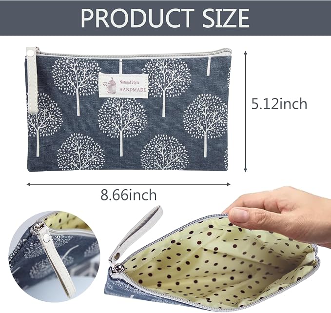 3 Pcs Canvas Bag Multi-Function Small Zipper Pouch Cute Travel Bag - Image 2