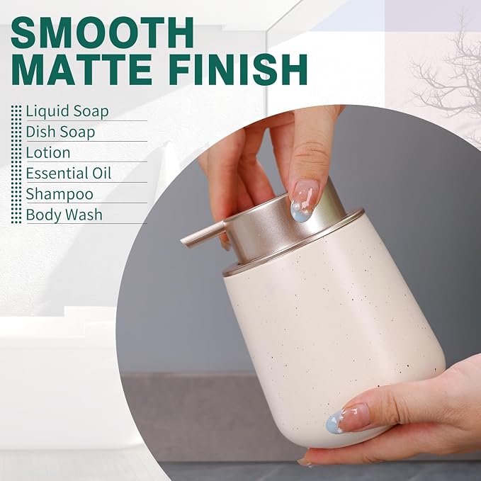 Bosilunlife Hand Soap Dispenser - 12oz Ceramic Soap Dispenser Bathroom - Image 5