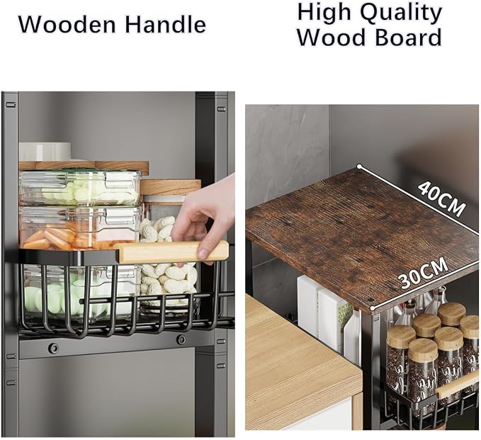 Metal Wire Baskets with Wheels, Stackable Storage Bins Kitchen Organizer Shelf - Image 7