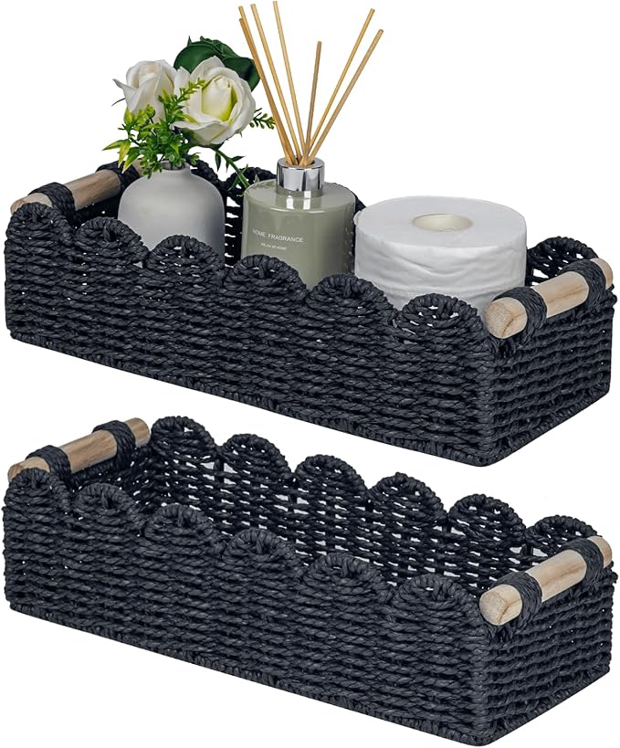 CubesLand Bathroom Basket Organizer, Toilet Tank Paper Storage Baskets 2-Pack by CubesLand