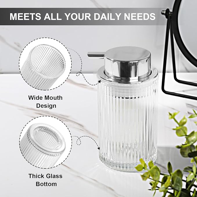 Foaming Soap Dispenser, 11 Fl Oz Clear Glass Foam Hand Soap Dispenser - Image 3